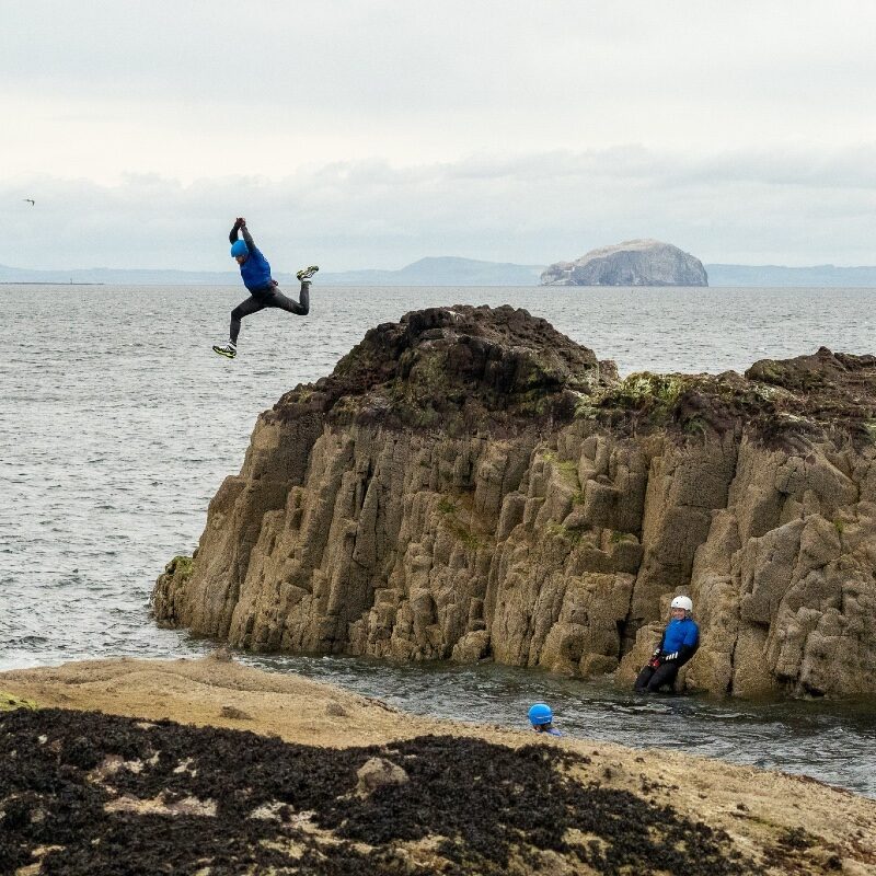 coasteering by Dunbar and North Berwick in East Lothian by Edinburgh Scotland