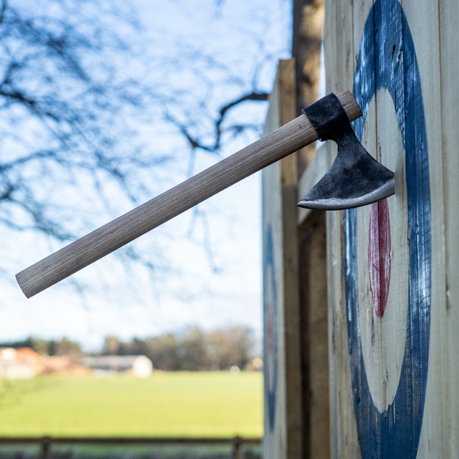 Woodland Axe Throwing with Ocean Vertical