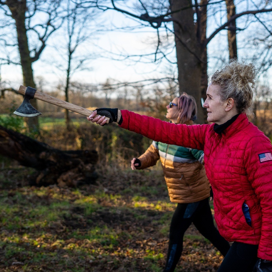 Woodland Axe Throwing with Ocean Vertical