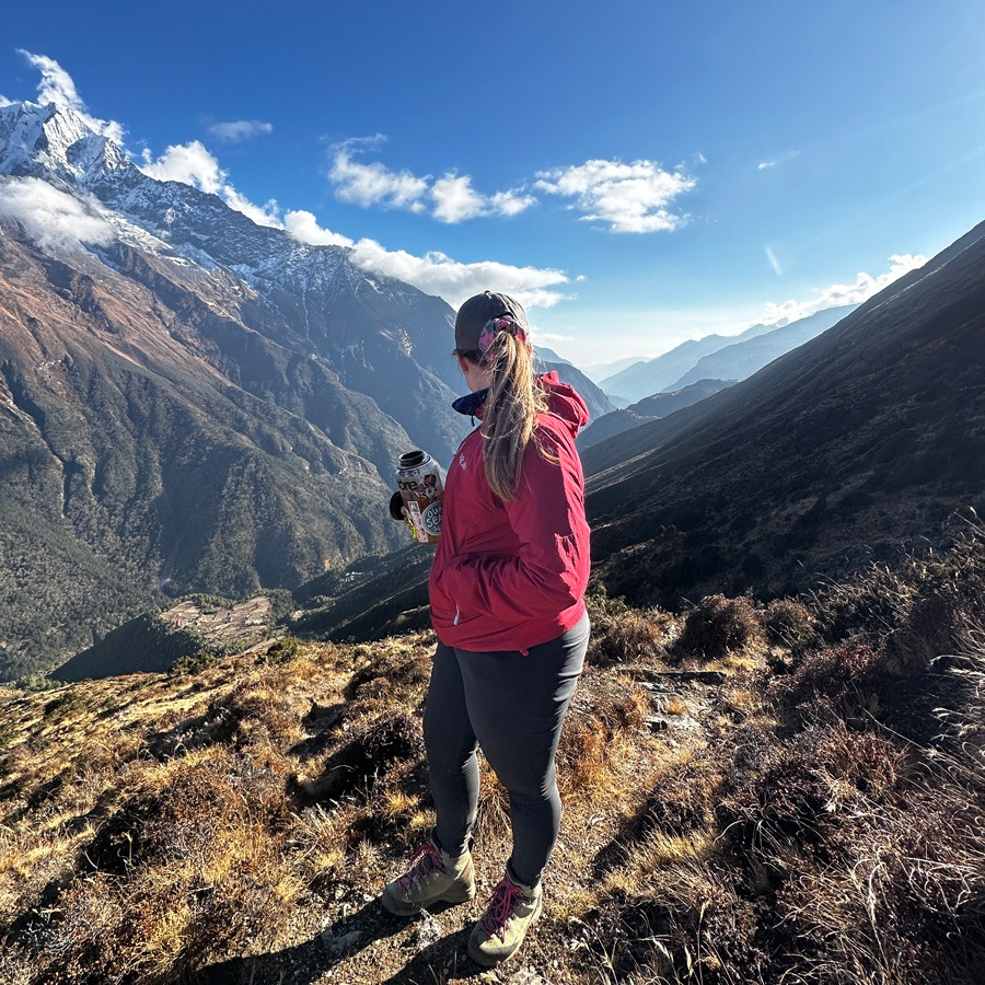 Woman looking out over Mount Everest basecamp trek 